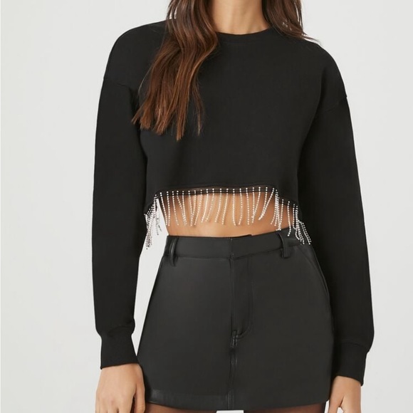 Forever 21 rhinestone crop pullover - Picture 1 of 4